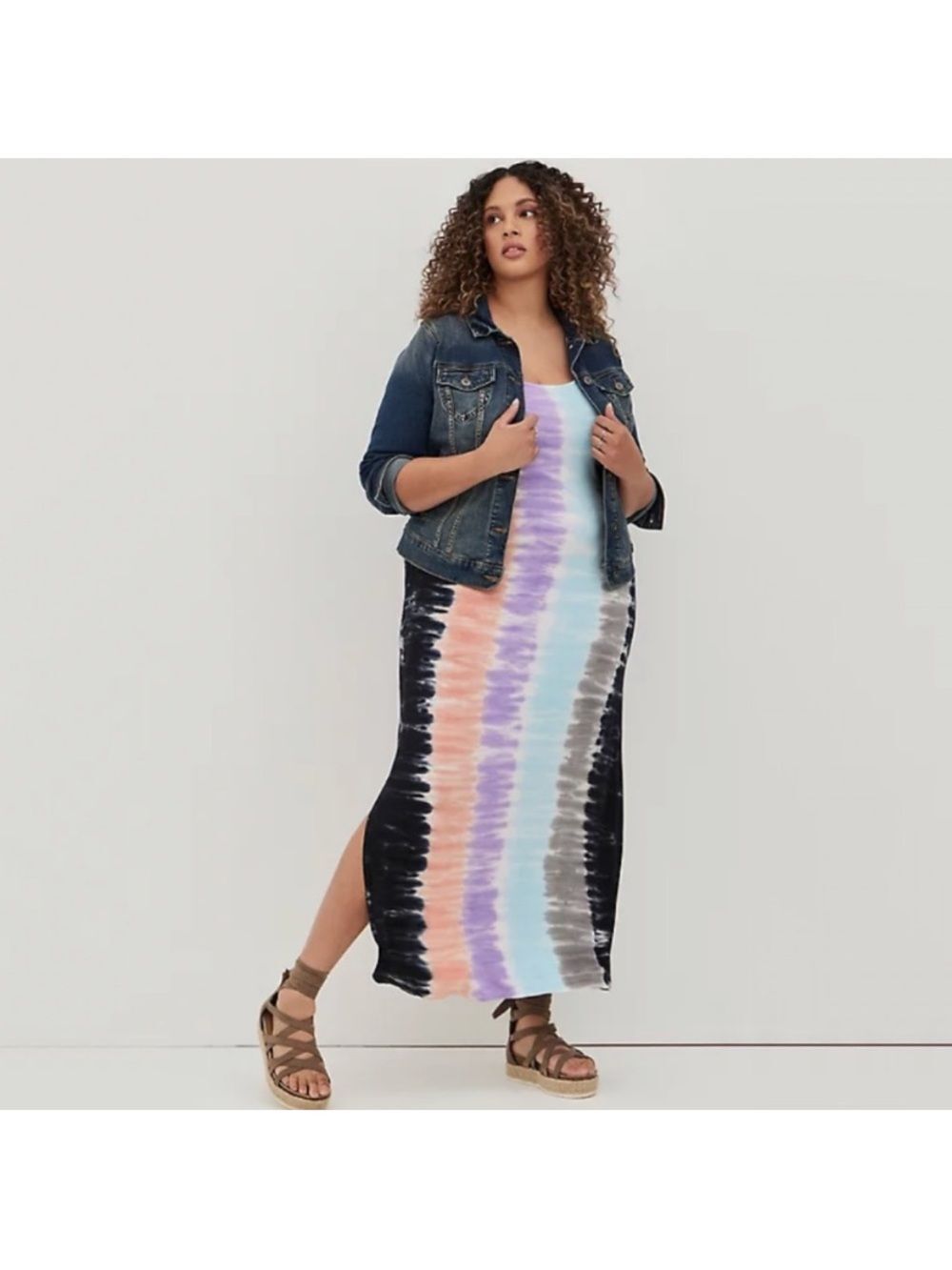Torrid Super Soft Tie Dye Maxi Dress Bohemian Resort Cruise Beach Coastal NWT